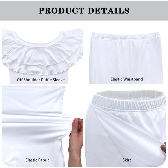 Polynesian Puletasi 2pc Dress Set Women's Ruffle Off Shoulder Maxi Casual - Picture 6 of 6